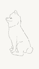 hand draw sketch doodle pomeranian dog sitting and smile face isolated , illustration