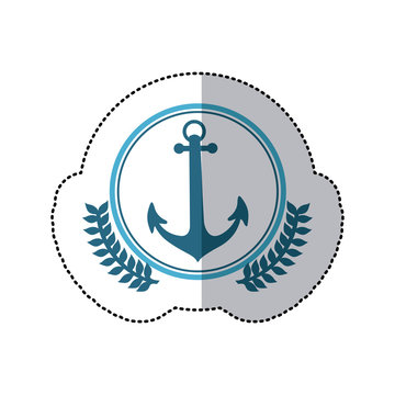 symbol blue anchor icon image, vector illustration