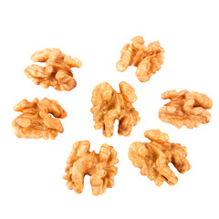 Walnuts in closeup isolated on white background