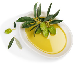Some olives and olive oil.