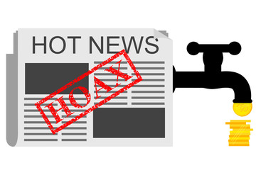 Illustration for Get Earn from Hoax (Fake) News, Isolated on White