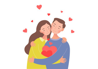 The couple are holding each other.