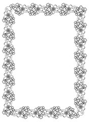 Black and white frame with shamrock contour. Raster clip art.