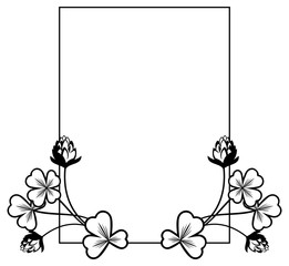 Black and white frame with shamrock contour. Raster clip art.