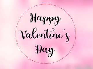 Happy Valentine's Day words on blurred pink background