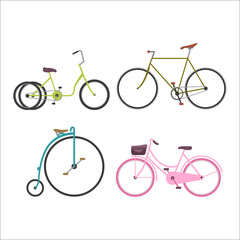 Hipster bicycle flat vector illustration.