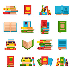 Flat books set vector illustration