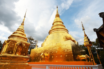 Group of Chedi, Stupa at Wat Phra Singh, Thailand.