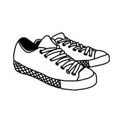 vector illustration hand drawn sketch of sneakers isolated 