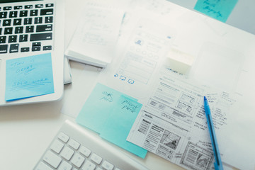 Notes on a desk of a designer