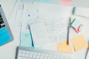 Notes on a desk of a designer