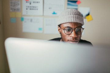African American Man Working On His Computer
