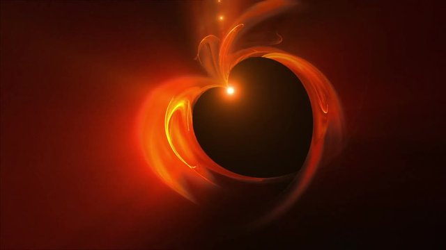 Abstract  blazing  fiery red heart made of flames with flare on black background, the concept of love, animation, 30fps, HD1080, seamless loop 