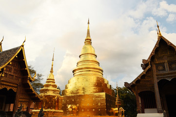 Naklejka premium Group of Chedi, Stupa at Wat Phra Singh, Thailand.
