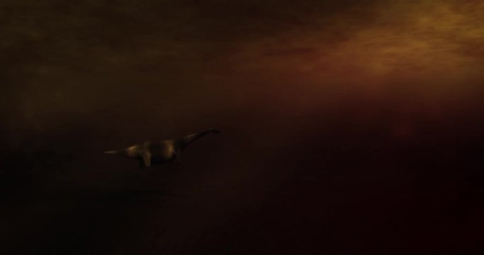 Plesiosaurus swims in dark prehistoric waters in Amber Sunlight
