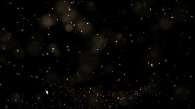 Festive abstract  background with  dots of light, dynamic golden stardust shining in the night, starry motion on black, magical seasonal scene, animated abstract illustration, 30fps, HD1080