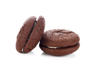 Chocolate whoopie pie on white background