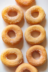 Donuts on white background.