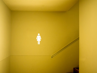 Female toilet sign in building