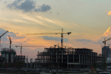 Construction site at dusk time