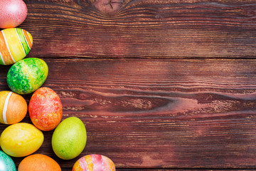 Easter eggs on wooden
