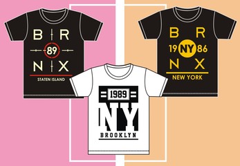 Bronx with NY City For T-shirt Template. Vector.