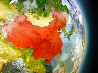 China in red from space