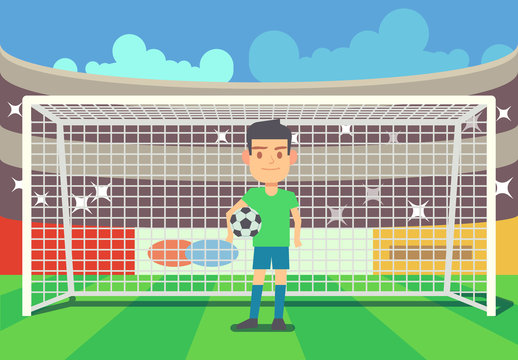 Soccer goalkeeper keeping goal vector illustration