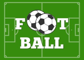 Football letters and ball green field vector illustration