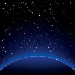 Fototapeta na wymiar Earth with Stars. Space. Vector Illustration.