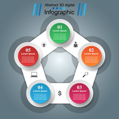 Abstract 3D digital illustration Infographic.