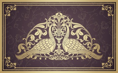 peacocks, feathers ,wedding card design, royal India
