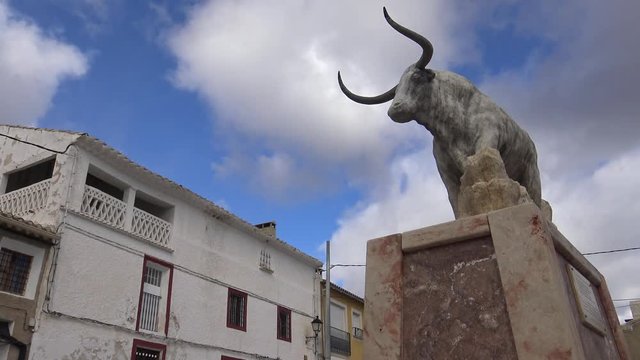 4K, A beautiful bull statue in El Sabinar a small town in Murcia, Spain-Dan