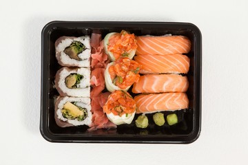 Set of assorted sushi kept in a black box