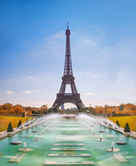 Eiffel Tower and Trocadero fountains in Paris