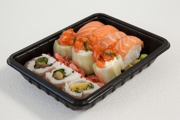 Set of assorted sushi kept in a black box