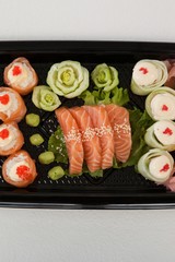 Set of assorted sushi kept in a black box