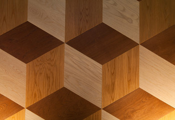 Cubic shape wooden background