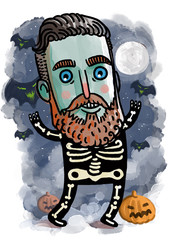 haloween skeleton costume zombie undead guy