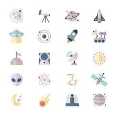 Planets In Space and Universe Galaxy Icons