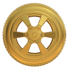 Obraz premium gold tire with gold wheel
