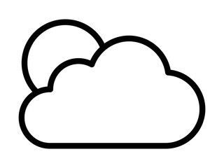 Cloudy or cloud partly blocking the sun line art vector icon for weather apps and websites