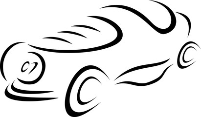 Sports, Perspective, Design, Form, Line, Silhouette, Old, Retro, Vintage, Race, Car, Symbol, Sing, Contour, Sketch, Logo, Projection