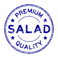 Grunge blue premium quality salad round rubber stamp