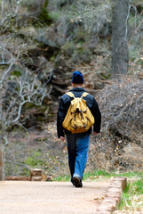 Hiker with Backpack in Zions National Park