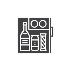 Hotel mini fridge bar icon vector, filled flat sign, solid pictogram isolated on white. Symbol, logo illustration