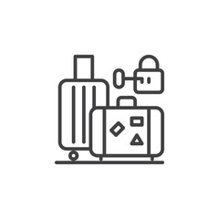 Baggage, luggage storage line icon, outline vector sign, linear pictogram isolated on white. Symbol, logo illustration