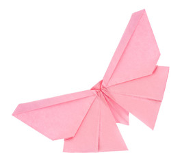 Naklejka premium Różowy motyl origami