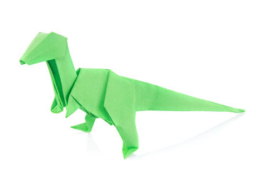 Green Velociraptor dinosaur of origami