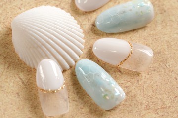 オーガニックジェルネイル（夏イメージ） - ドロップネイル/フレンチネイル